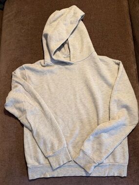 Perfect White Tee “Heart” Hoodie Oatmeal Size Large Pullover Sweatshirt